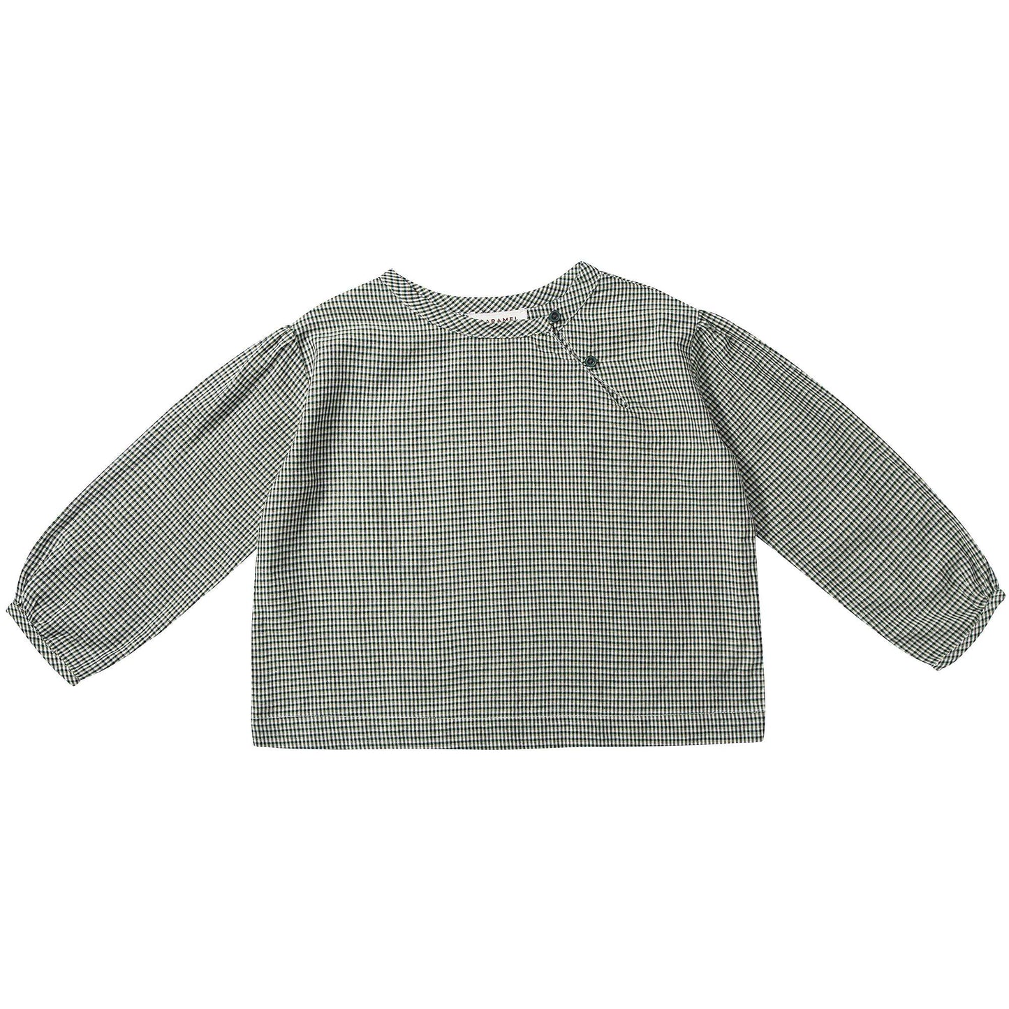 Girls Green  Micro Check Cotton Bluose