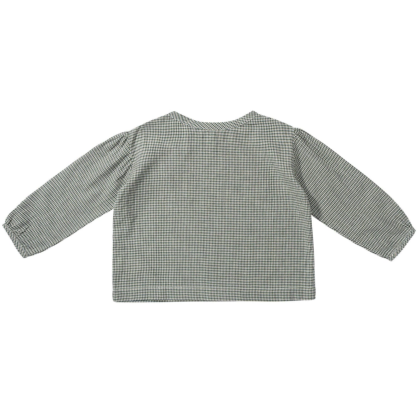 Girls Green  Micro Check Cotton Bluose