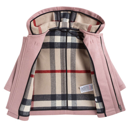 Baby Girls Pale Pink Wool Duffle Coat