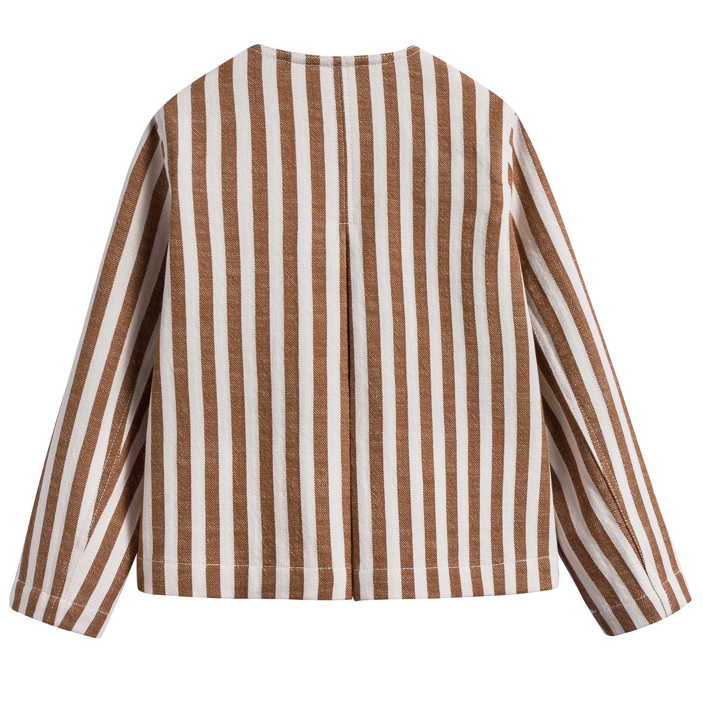 Girls Rust Orange Striped Cotton Coat
