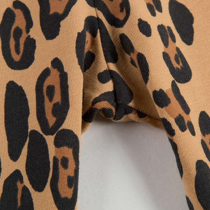 Girls Beige Basic Leopard Leggings
