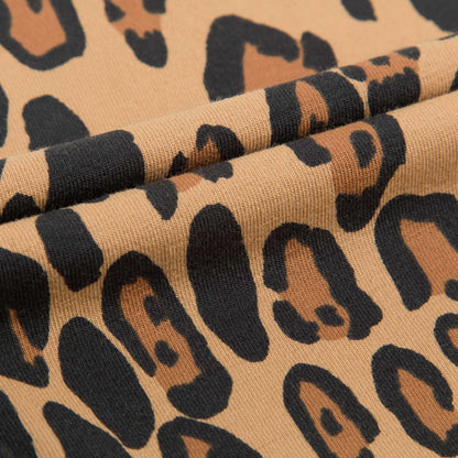 Girls Beige Basic Leopard Leggings