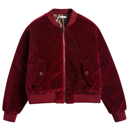 Girls  Red   Velvet  Liner  Pilot   Jacket
