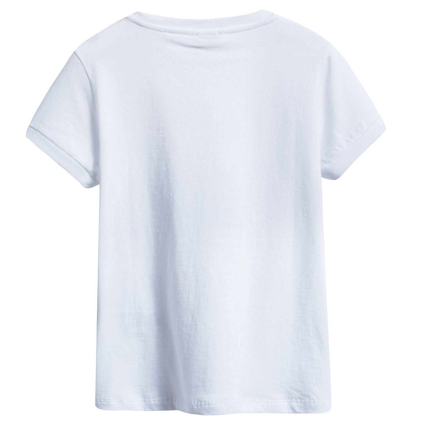 Girls White "Denim Blue Girls" Cotton T-shirt