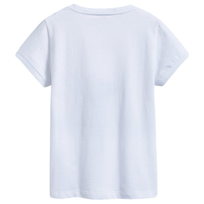 Girls White "Light  Pink  Flower" Cotton T-shirt