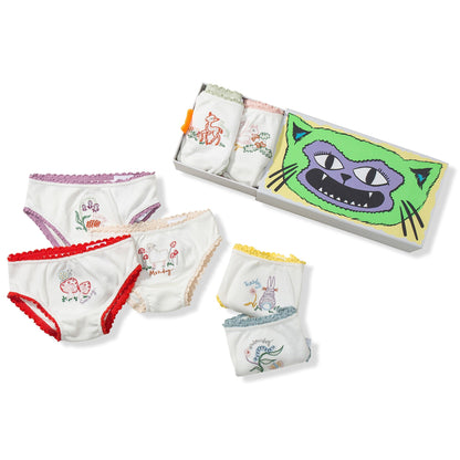 Girls White Organic Cotton Goat  Underwear 7 Pack Gift Set