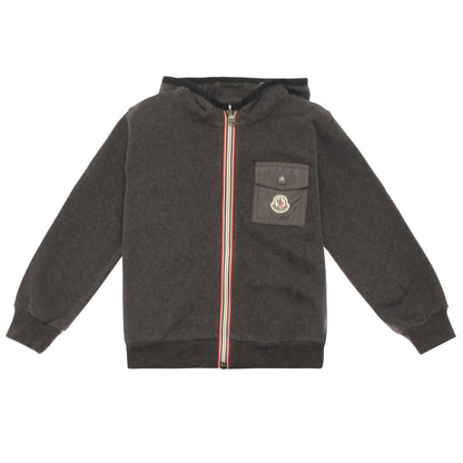 Boys Grey Hooded Cotton Jersey Tracksuit