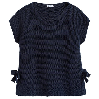Girls Dark Blue Cotton Sweater