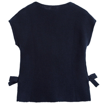 Girls Dark Blue Cotton Sweater