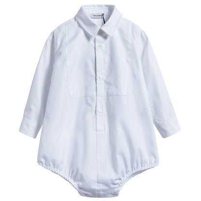 Baby  White  Cotton  Babysuit
