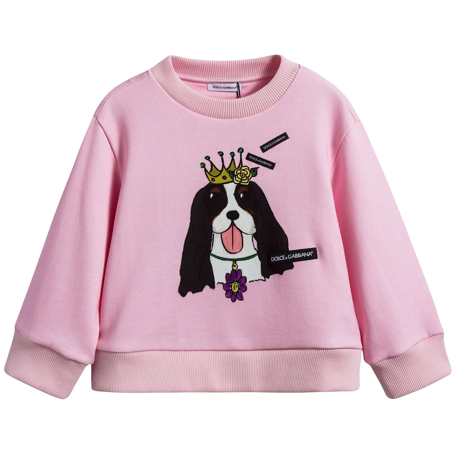 Girls  Pink   Dog  Face   Cotton   Sweatshirt