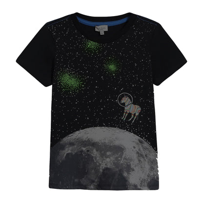 Girls Black “Stars” Cotton T-shirt