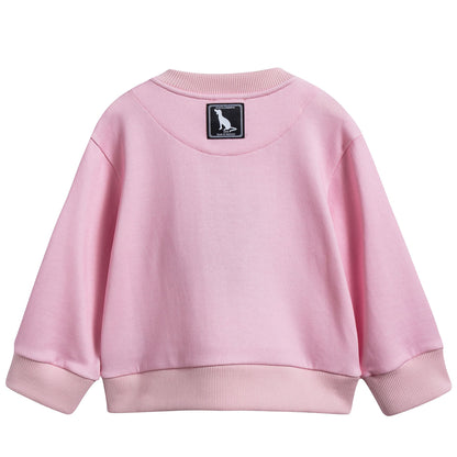 Girls  Pink   Dog  Face   Cotton   Sweatshirt