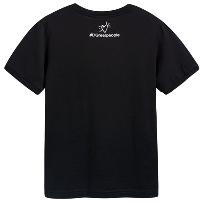 Girls Black Logo & Heart Top