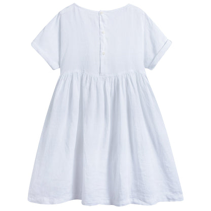 女童白色亚麻连衣裙