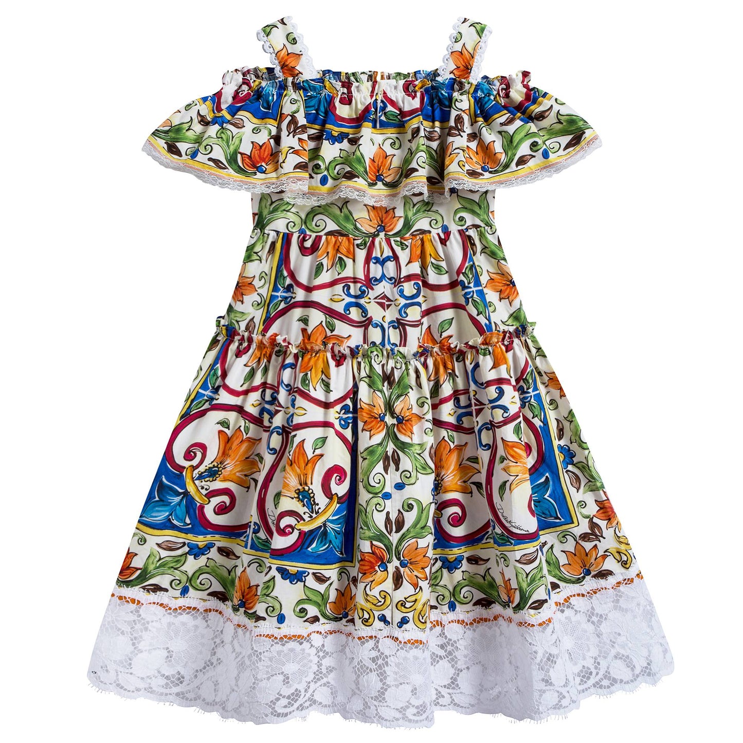 Girls Blue & Green 'Maiolica' Dress