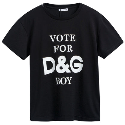 Girls & Boys Black Logo T-shirt