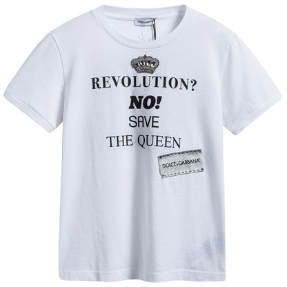 Girls White Cotton T-shirt