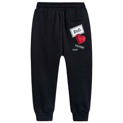 Boys & Girls Black Cotton Trousers