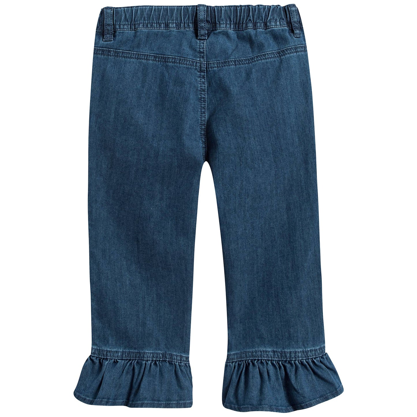Girls Denim Blue Capri Pants Cotton Trouesrs