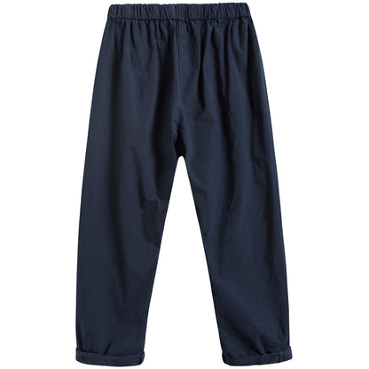 Girls Dark  Blue Cotton Trousers