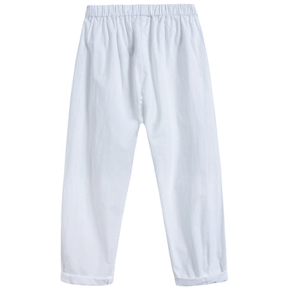 Girls White Cotton Trousers