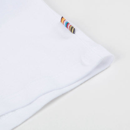 Boys White Dinosaur Printed Cotton T-shirt