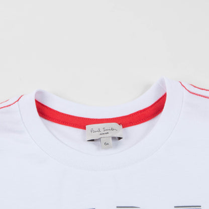 Boys White Printed Cotton T-shirt