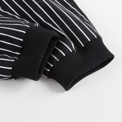 男婴黑色条纹棉长裤