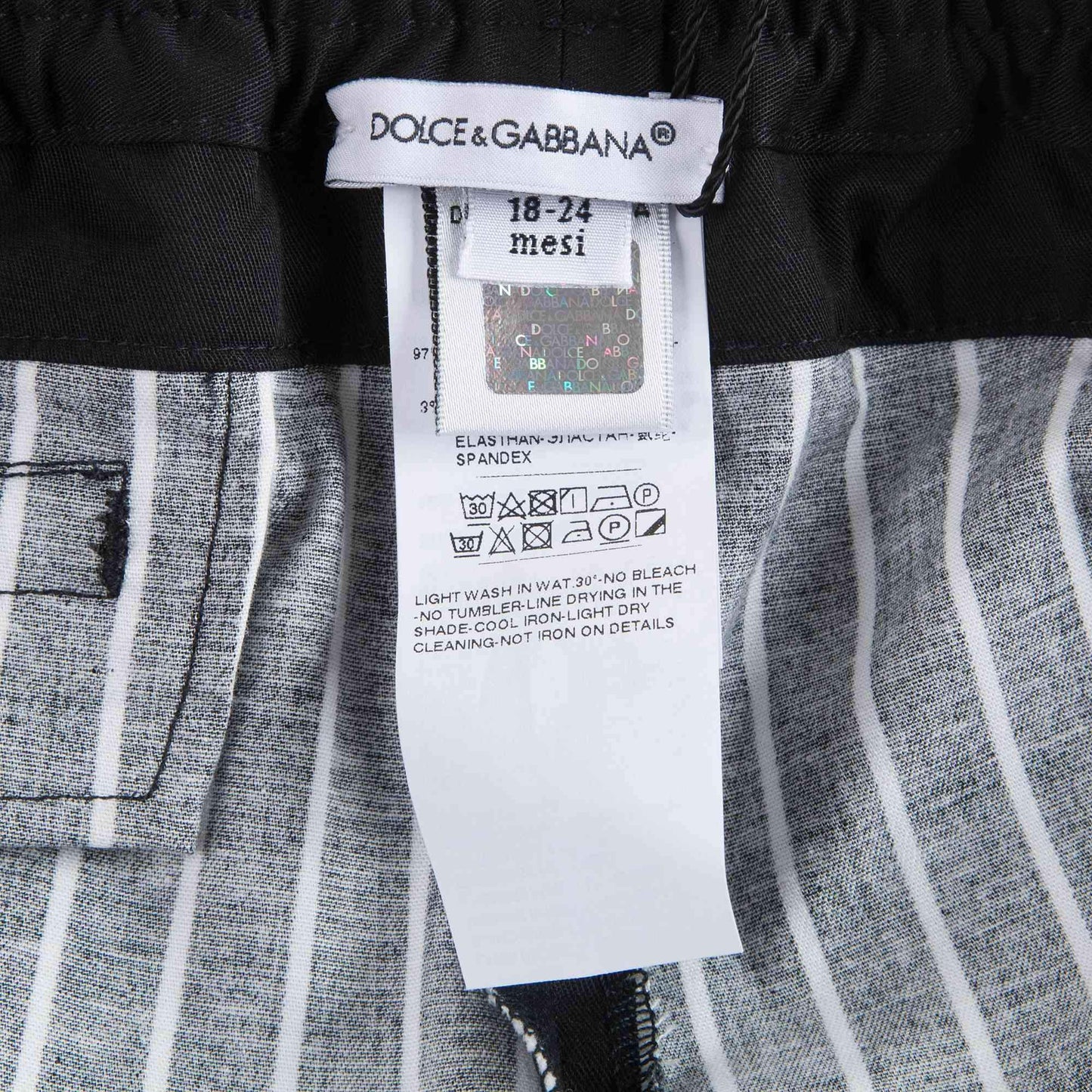 男婴黑色条纹棉长裤