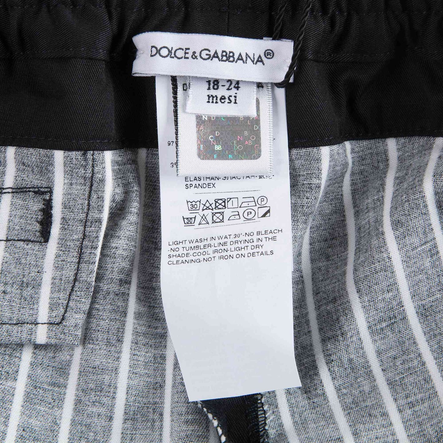 男婴黑色条纹棉长裤