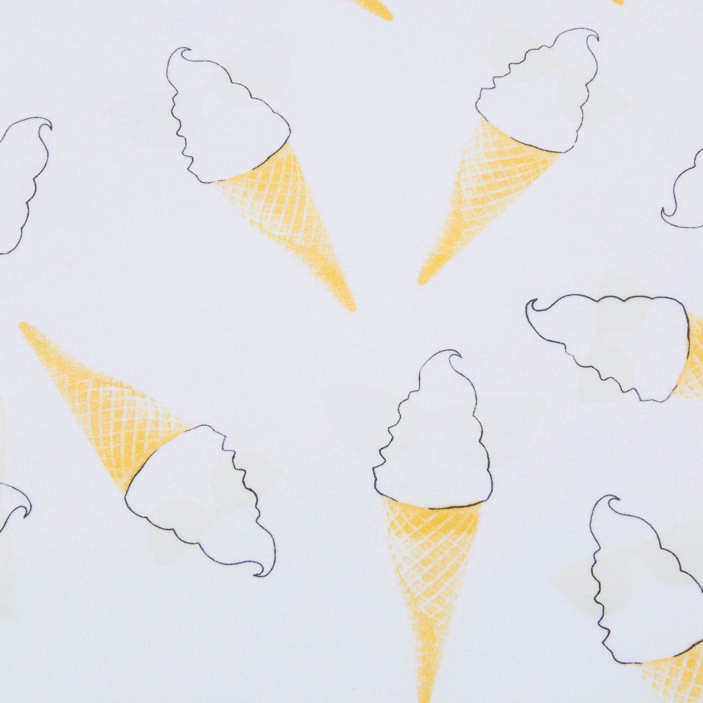 Girls White & Yellow Ice Cream Cotton T-shirt