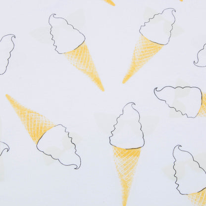 Girls White & Yellow Ice Cream Cotton T-shirt