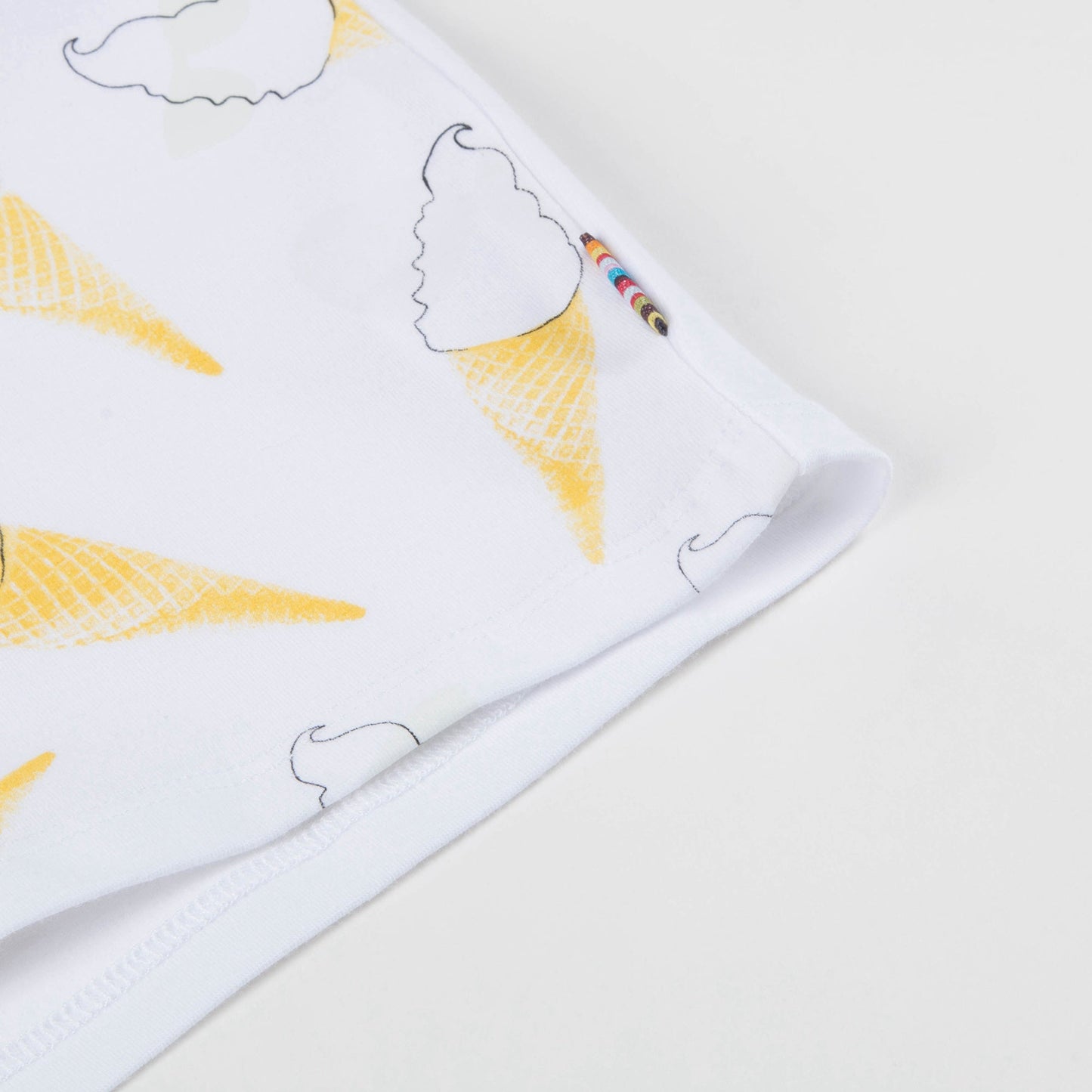 Girls White & Yellow Ice Cream Cotton T-shirt