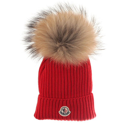 Boys & Girls Red Plush Trims Knitted Hat & Scarf Sets