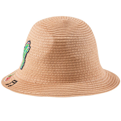 Girls Beige Woven Paper Hat