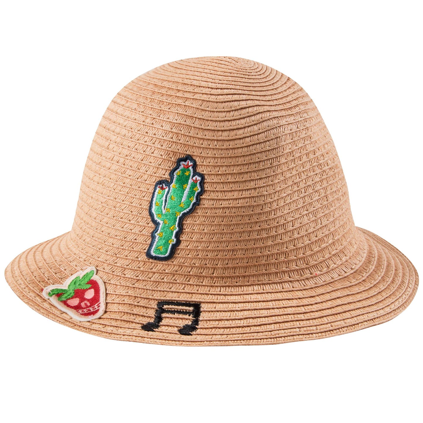 Girls Beige Woven Paper Hat