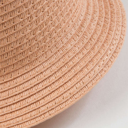 Girls Beige Woven Paper Hat