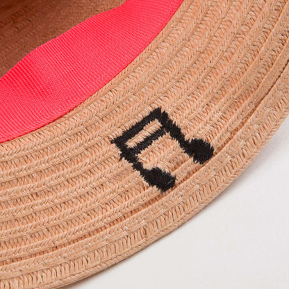 Girls Beige Woven Paper Hat