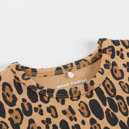 Boys & Girls Beige Basic Leopard T-shirt With Short Sleeves