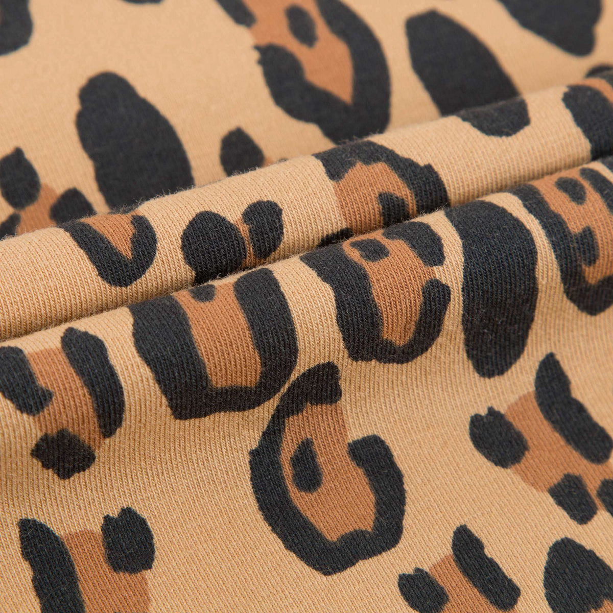 Boys & Girls Beige Basic Leopard T-shirt With Short Sleeves