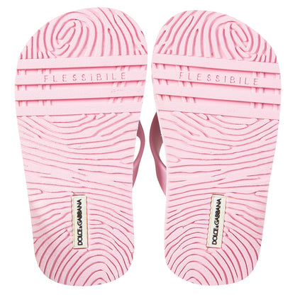 Girls Pink Striped Rose Slippers