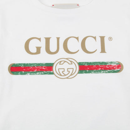 Girls White Logo Cotton T-shirt