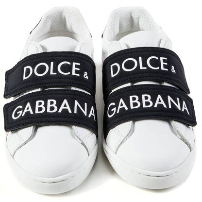 Girls & Boys White Black Logo Shoes