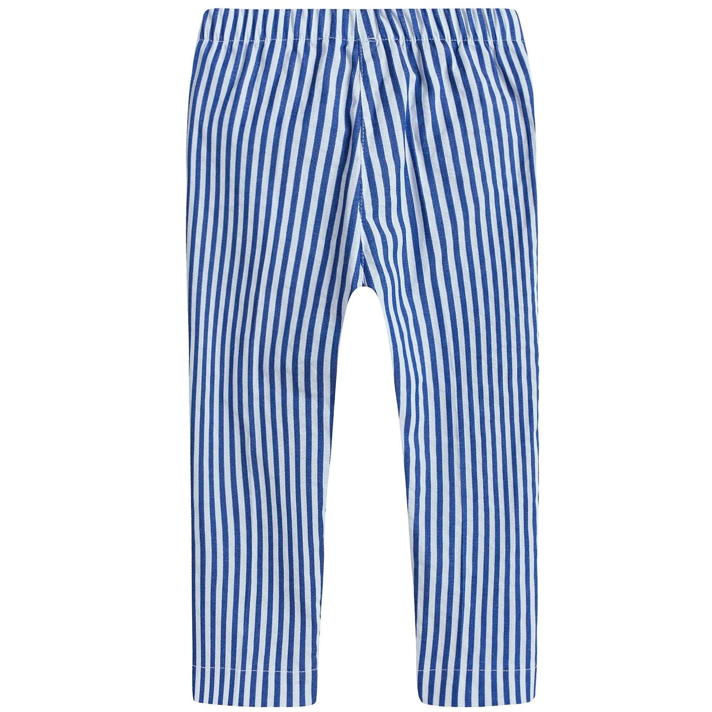 Girls Blue & White Striped Capri Pants
