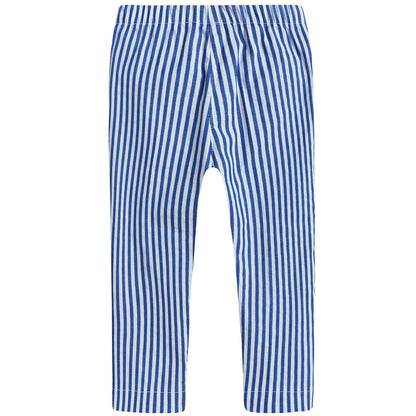 Girls Blue & White Striped Capri Pants