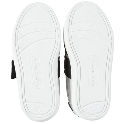 Girls & Boys White Black Logo Shoes