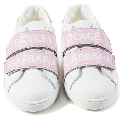 Girls White Pink Logo Shoes