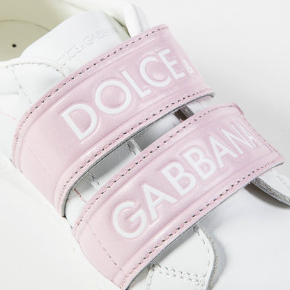 Girls White Pink Logo Shoes