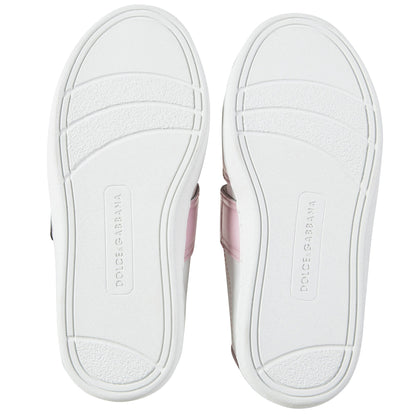 Girls White Pink Logo Shoes